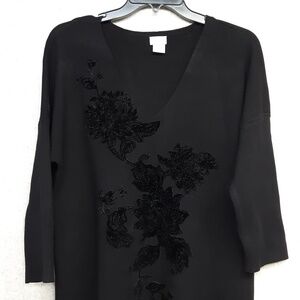 Chico's Black V-Neck Tunic Sweater